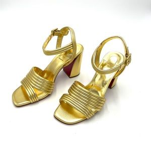Christian Louboutin Gold Manola 85mm Metallic Leather Sandals size 39